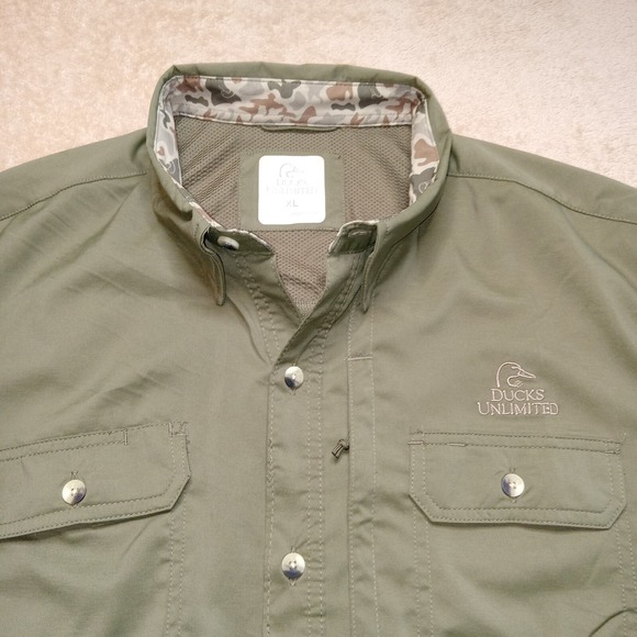 Ducks Unlimited Long Sleeve Polyester Vented Shirt Men's XL Green - Picture 1 of 8